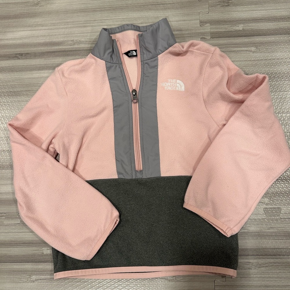 The North Face Youth Quarter Zip Colorblock Fleece - Pink Gray Black